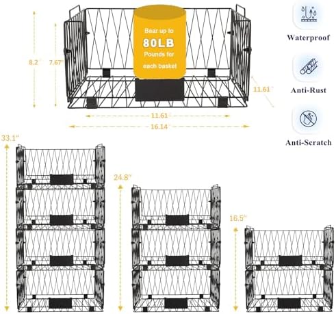 4 PACK XXL Stackable Wire Baskets for Pantry Organization and Storage - Image 3