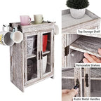 Ikee Design Wooden Countertop Storage Cabinet. Customizable Organizer with Adjustable Shelves, Glass Window Door and Removable Metal Hook. Perfect for Kitchen, Vanity, or Bathroom. Antique White - Image 6