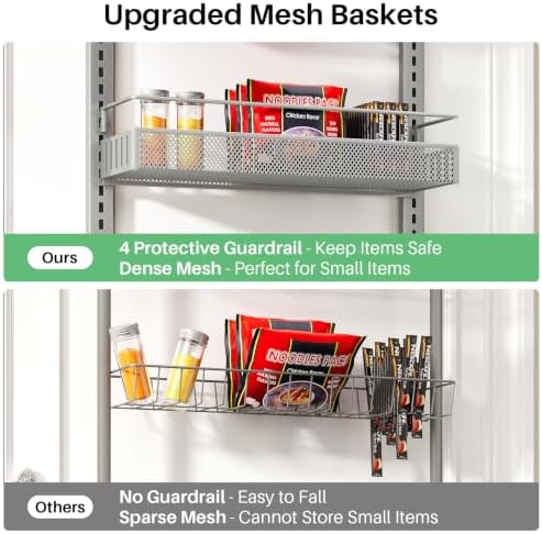 SNTD 8 Tiers Over the Door Organizer, 17" W x 6" D x 69" H, Grey - Image 5