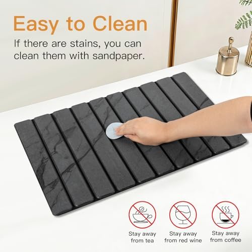 Stone Dish Drying Mat for Kitchen - Upgrade Counter Mats Quick Dry - Image 3