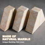 Marble Bookends，Natural Decorative Bookend for Shelves, Non-Skid Book End for Heavy Books, Idea Book Stoppers & Holder for Desk Bookshelf Decor, Modern Home Decor Cream Color Book Ends, Set of 2 - Image 5