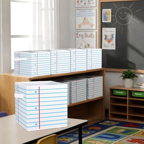 RattanView 6 Pcs 11in Crayon Storage Bins Fabric Cubby Classroom - Image 5