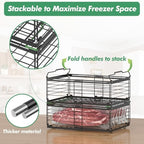 ADRIMER Freezer Organizer Bins, 2 Packs Foldable & Stackable Chest Freezer Organizer Bins with Adjustable Length 11-17.3", Metal Wire Storage Baskets for Upright Freezer, Deep Freezer, Pantry, Black - Image 5