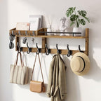 29” Coat Rack Wall Mount with Shelf, Coat and Key Hanger with Metal Hooks by ZUJJAFY