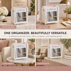 Khen Acrylic Magazine Rack Holder & Gold Trim - 12.40" x 10" x 4.49" - Crystal Lucite Clear - Shatterproof - Open Top - Space Saver - For Magazines, Publications, Office Desk, Reception, Waiting Room - Image 2