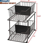 SimpleHouseware 2 Tier Cabinet Wire Basket Drawer Organizer, Brown - Image 3