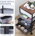 SYKIARIOL Rolling Cart with Drawers, 4-Drawer Utility Cart, Light Grey - Image 6