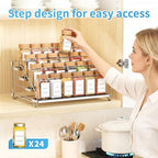 BOIVSHI Spice Organizer for Cabinet, Adjustable Depth Spice Shelf - Chrome - Image 2