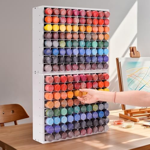 Krafetto 2 Pack 80-Grid Paint Organizer for 2 Oz Bottles, Wall Mount - Image 5