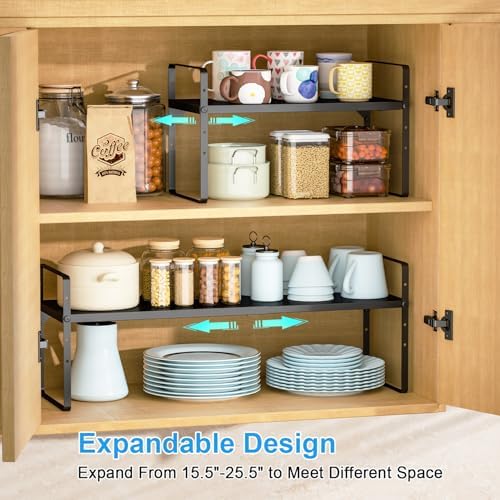 15.5 to 25.5 Inch Kitchen Cabinet Shelf Organizers，Kitchen Shelf Organizer - Image 4