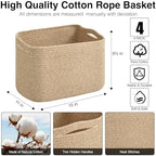 ICERZCZ Storage Baskets for Organizing & Shelves, Woven Cotton Rope Organization Bins for Dog Toys, Clothes, Books, Nursery Organizer, 15"Lx11''Wx9.5''H, (4 Packs) Brown - Image 3