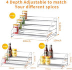 2 Pack Spice Rack Organizer for Cabinet, Depth Adjustable 4 Tier Spice Rack - Image 4