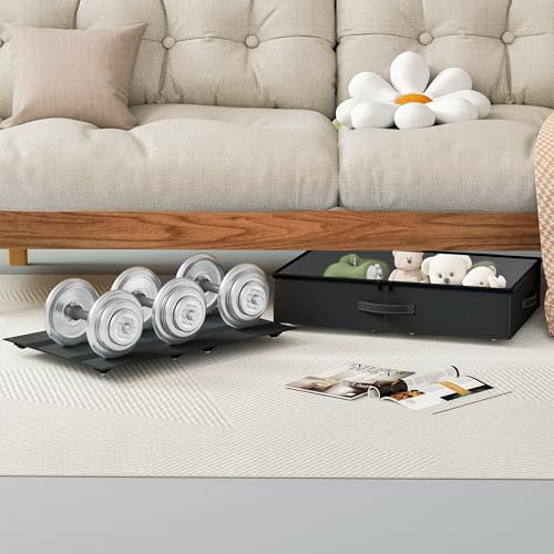 EE-RoomWorld Underbed Storage With Wheels, No Assembly Required - 5.5 Inch Height Black Underbed Bins, Low Profile Rolling Shoe Storage Containers for Dorm - Image 6