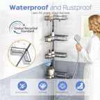 HAMITOR Shower Caddy Tension Pole: 4-Tier Corner Bathroom Organizer with Soap Holder - No-Drill Adjustable Storage Rack - 47-123 Inch Rustproof Space Saving Gray - Image 2