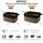96L Laundry Basket with Handles, Extra Blanket Basket, Black/Jute - Image 2