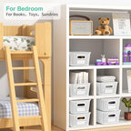 8 Pack Plastic Storage Baskets,White Stackable Bins with Lid - Image 5