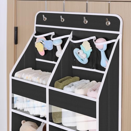 Univivi Upgraded Over the Door Organizer for Baby Nursery, Black, 6-Shelf - Image 4