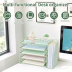 AUPSEN Desk Organizers and Accessories, 5-Tier Desktop Paper File Organizer with Removable File Holder, Desk Accessories & Workspace Organization for Home Office Supplies (Mint) - Image 3