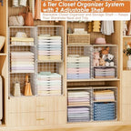 6 Tier Taller Closet Organizers and Storage, Stackable Closet Shelf Organizer with 2 Dividers for Clothes Towels Toys, Rv, Double Storage Design, Clothing Storage Basket for Wardrobe, White ﻿ - Image 2