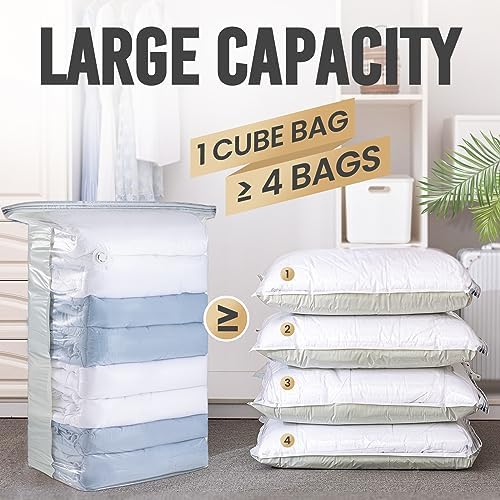 TAILI 8 Pack Cube Vacuum Storage Bags, Jumbo Size(31x40x15 inch), Cream - Image 3