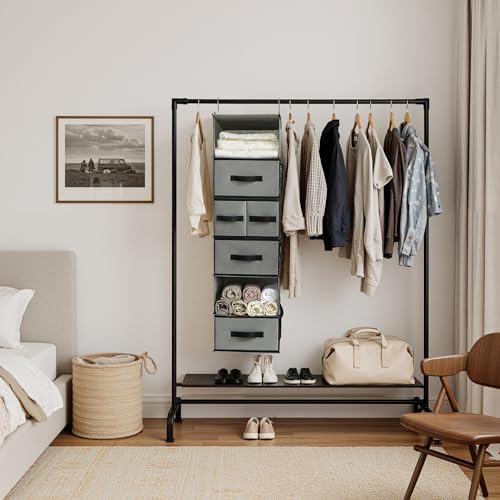 GRANNY SAYS Hanging Closet Organizer, 5 Drawers, 6 Shelves, 6 Pockets, Gray - Image 2