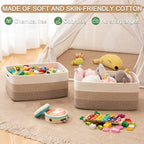 OIASKET Large Storage Basket for Organizing, Woven Rope Basket for Shelves, Closet Organizer Bins for Clothes, Blanket, Toys, Baby Nursery Storage, 17.7" x 13" x 7.87", 2 Packs Gradient Yellow - Image 4