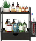 LEMIKKLE Bathroom Counter Organizer with Basket, Bathroom Organizers and Storage,Skincare Organizers for Vanity,Storage Organizers for Bathroom, Kitchen, Dresser (Black with Drawer) by LemikkleDirect