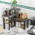ZHWS Kitchen Countertop Organizer, Bathroom Counter Organizer, Adjustable 3 Tier Corner Shelf with 4 Metal Hooks for Counter Organize, Spice Rack, Makeups, Coffee Station Bookshelf (Rustic Grey) - Image 5