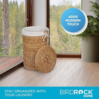 BIRDROCK HOME Round Laundry Hamper with Lid and Liner, Natural, 14.5”x26.5” - Image 5