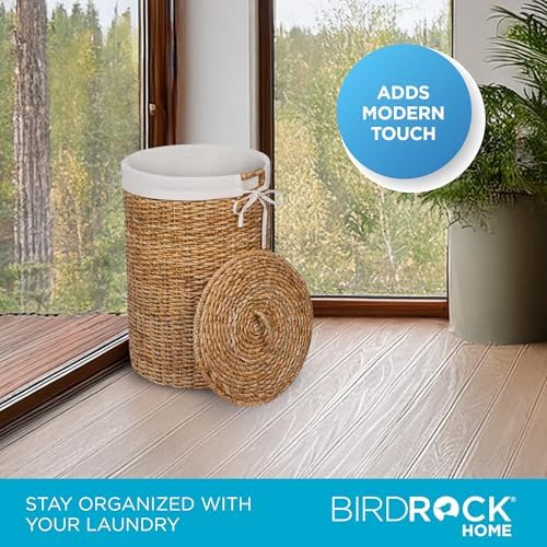 BIRDROCK HOME Round Laundry Hamper with Lid and Liner, Natural, 14.5”x26.5” - Image 5