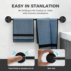 Adjustable Suction Cup Towel Bar for Bathroom Wall,17 Inch~29 Inch Towel Racks for Bathroom,Stainless Steel Bath Towel Holder(Matte Black) - Image 3