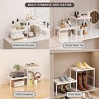 Kitchen Counter Oganizer Stackable Spice Rack for Countertop Kitchen Countertop Organizer Heavy Duty Kitchen Counter Shelf Metal Spicy Shelf for Countertop (2 Pack, White) - Image 4