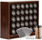AllSpice Spice Rack Organizer, Wood, 525 Unique Labels, Countertop or Wall Mount, Includes 30 4oz Jars- Walnut Stain by AllSpice