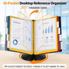 10‑Pocket Desktop Reference Display Organizer, 360° Rotatable Base - Image 3
