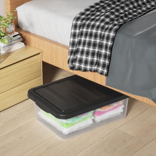 14 L Clear Storage Box with Black Lid, Medium-14 Quart, 2 Packs - Image 5