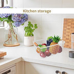 2Pack Metal Mesh Steel Basket with Bamboo Handle - Wire Metal Basket for Kitchen Organization, 12" Wide Food Organizer Bin, Perfect for Organizing Bulk Pantry (WHITE) - Image 6