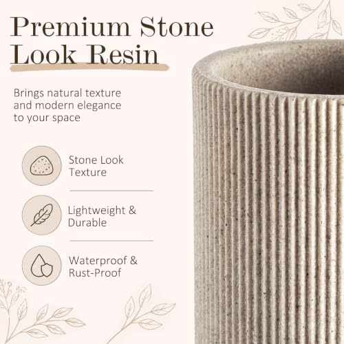2 Pack Toothbrush Holder for Bathroom, Beige Stripped Cups - Image 3