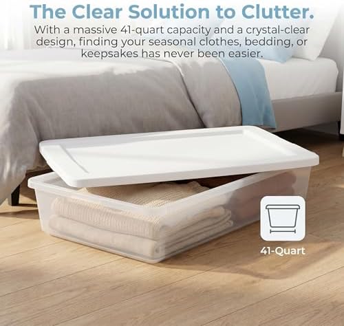 2 Pack 41 Qt Clear Under Bed Container, Stackable Storage Bin with Lid - Image 3
