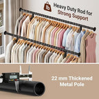 SLEEPING LAMB 44" Double Rods Clothes Rack for Hanging Clothes, Sturdy Wardrobe Clothing Rack with 3 Tier Shelves, Portable Rolling Garment Rack With Wheels for Bedroom, Laundry Living Room, Black - Image 4