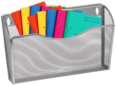 YBM HOME Mesh Wall Mount File Organizer Holder for Home and Office, Single Pocket Hanging File Holder for Folders, Documents, Letters, and Magazines, Silver 2 Pack - Image 3