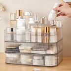 Clear Makeup Organizer for Vanity, Large Desk Organizer with Stackable Drawers for Cosmetics, Skincare, Lipsticks, Eyeshadow Palette, Nail Care, Ideal Storage for Dresser and Bathroom Countertop - Image 3