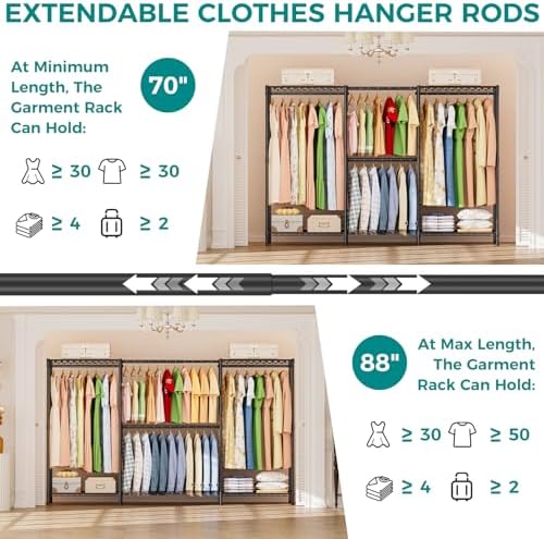 SINGAYE Heavy Duty Portable Closet Metal Clothes Racks Wardrobe with Shelf - Image 4