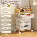 Hongtamoya Makeup Cart Organizer with 4 Drawers, Large Floor Skincare Organizers, Vanity Storage Organizer Cosmetics Display Cases for Skin Care Perfume Nail Polish, Gold - Image 7