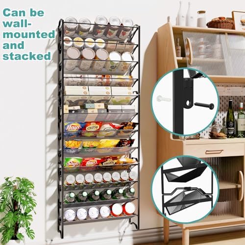 Simple Trending 2 Pack 4 Tier Spice Rack Organizer, Stackable Kitchen Counter Shelves, for Cabinet, Countertop, Pantry, Door or Wall Mount, Metal Mesh, Jars not Included, Black - Image 3