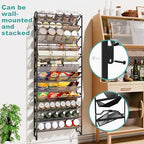 Simple Trending 2 Pack 4 Tier Spice Rack Organizer, Stackable Kitchen Counter Shelves, for Cabinet, Countertop, Pantry, Door or Wall Mount, Metal Mesh, Jars not Included, Black - Image 3