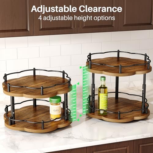 SNTD 2-Tier Lazy Susan Spice Rack Organizer for Cabinet, Wood, 10 in - Image 4
