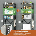 Over The Toilet Storage,4 Tiers Bathroom Organizers Storage Shelves Cabinet with Toilet Paper Holder and 9 Hooks,Toilet Rack for Bathroom,Fit Most Toilets,Black - Image 4