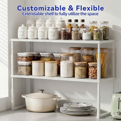 2 Packs Expandable Cabinet Shelf Organizer, Stackable Countertop Shelves - Image 3