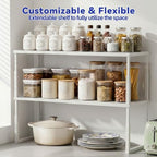 2 Packs Expandable Cabinet Shelf Organizer, Stackable Countertop Shelves - Image 3