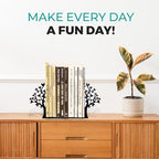 Tree Bookends with Heart-Shaped Leaves - Steel with Epoxy Coating and Wood Base - Decorative Pair of Book Holders for Shelves and Desk - Black – Geguton - Image 4